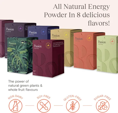 Vista 5 de Mezcla de bebida en polvo de energía Yoli® Passion - Mezcla natural para bebida energética para resistencia y resistencia, 30 sobres - Berry