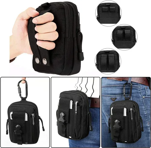 Vista 2 de Bolsa para cinturón, bolsa táctica Molle para teléfono, bolsas de utilidad EDC para la cintura, bolsa de cintura pequeña, funda para teléfono