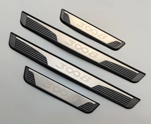 Vista 2 de Protector de rasguños para umbral de puerta de automóvil compatible con accesorios Peugeot 3008, juego de 4