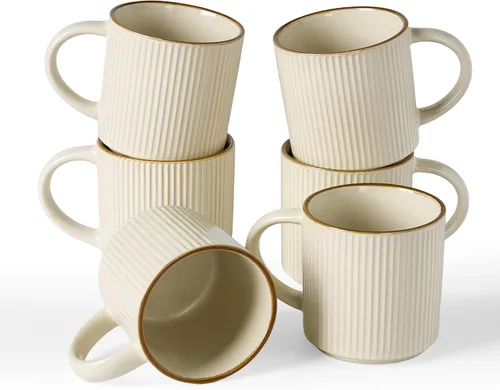 Vista 78 de famiware Juego de 4 tazas de café de 12 onzas, tazas de cerámica con asa Negro (Star-Black)