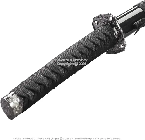 Vista 5 de Espada samurái Katana de dragón clásico negro de 9.5 pulgadas, acero sin afilar