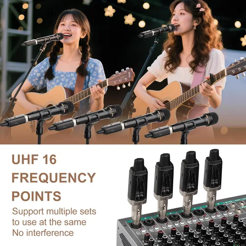 Vista 2 de Depusheng Receptor transmisor de guitarra inalámbrico T9, receptor transmisor de micrófono inalámbrico XLR Sistema inalámbrico para micrófono