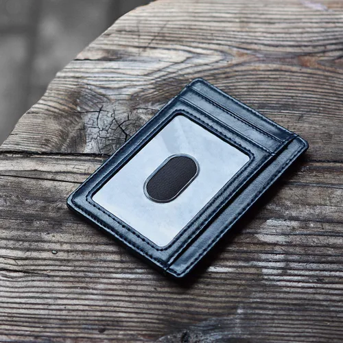 Vista 3 de Buffway - Billetera delgada minimalista de cuero con protección RFID para hombre y mujer
