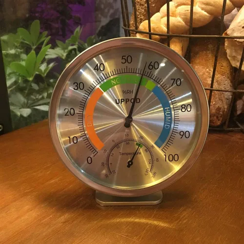 Vista 4 de 5" Higrómetro/Termómetro Interior Exterior, Indicador de Medidor de Humedad y Temperatura, Higrómetro Analógico Humidor (Versión en Inglés)