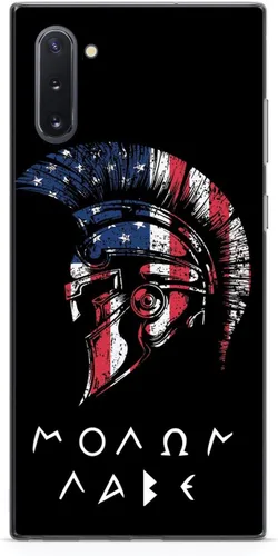 Vista 15 de Inspired Cases - Compatible con iPhone Xs Max - Funda protectora con textura 3D para Apple iPhone Xs Max - Bandera americana - Spartan - Molon Labe