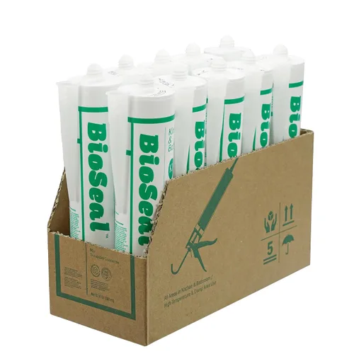 Vista 10 de Clear BioSeal Sellador Masilla de Silicona 100% Grado Cocina y Baño, Resistente al Agua y Sin Olor Sin Cambio de Color Cartucho de 10.1 Onzas