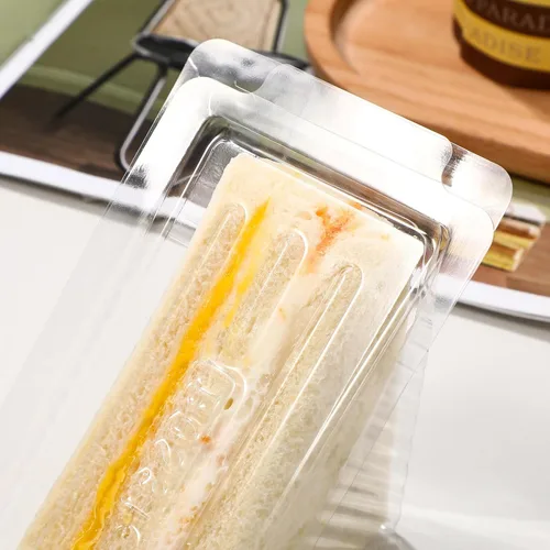Vista 4 de DOITOOL Sandwich Case 50PCS Caja de embalaje de sándwich de plástico, recipientes de magdalena triángulo transparente para panadería, restaurante