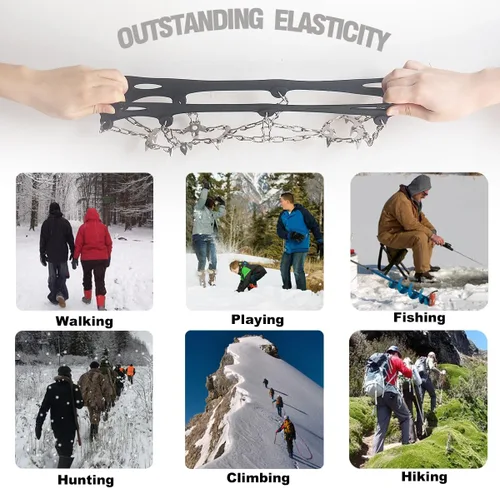 Vista 3 de Versión mejorada de crampones de tacos de hielo de tracción Walk, picos de acero inoxidable y silicona duradera, botas para senderismo en suelo