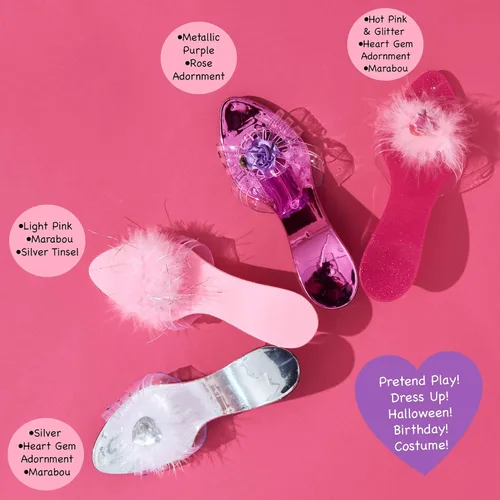 Vista 5 de Expressions - Juego de 4 zapatos de vestir para niñas pequeñas con tacones en bolsa de transporte, se adapta a zapatos de niños pequeños