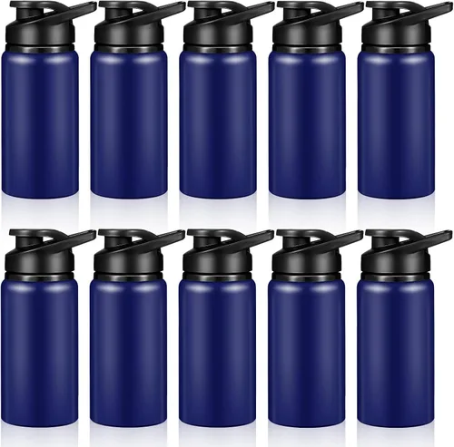 Vista 16 de Mimorou 10 Piezas botellas de agua reutilizables de aluminio de 13.5 onzas, a granel, multicolor, para deportes al aire libre, viajes, gimnasio Negro