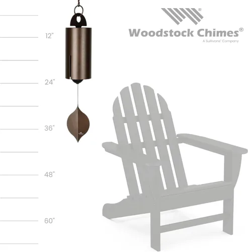 Vista 4 de Woodstock Campana de viento heroica de cobre antiguo grande (40 pulgadas) de resonancia profunda, campanilla de viento serenidad, decoración al aire