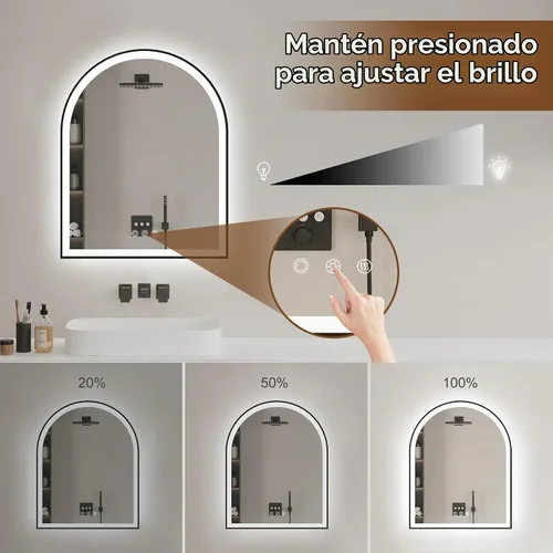Vista 4 de Espejo de baño con iluminación LED arqueada de 24 x 30 pulgadas con luces