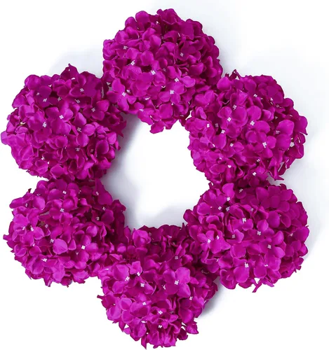 Vista 10 de DuHouse Hortensias artificiales de seda con tallos, hortensias falsas para bricolaje, centro de mesa de boda, decoración del hogar, paquete de 6