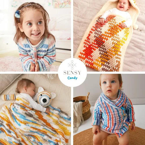 Vista 5 de Sensy Candy Yarn - Hilo de 5 madejas, 3.5 onzas, 251 yardas, multicolor para ganchillo y tejido, calibre ligero 3
