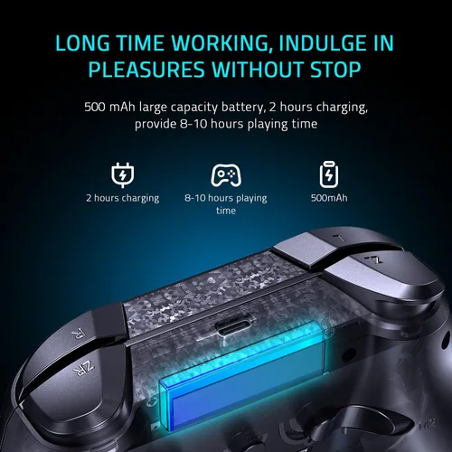 Vista 5 de Controlador Switch Pro para Nintendo SwitchSwitch LiteSwitch Oled controlador inalámbrico ECHTPower con botones personalizados turbo vibración