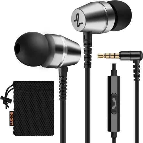 Vista 10 de LUDOS OMNITONE Auriculares con cable in-ear, 5 años de garantía, auriculares con micrófono, conector de 3.5 mm, auriculares con cable