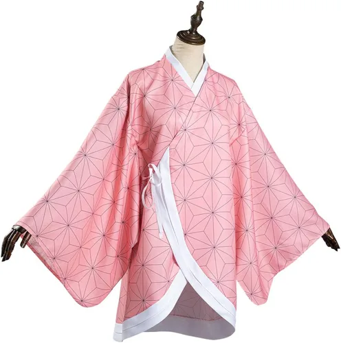 Vista 3 de Haydory Kamado Nezuko - Capa de kimono para disfraz de Halloween para mujeres y adultos