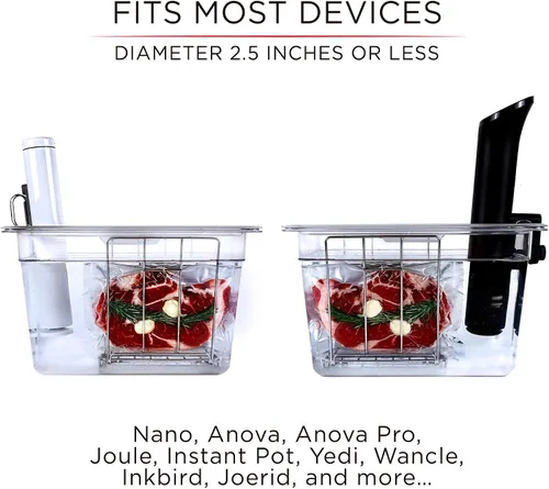 Vista 4 de Väeske Recipiente Sous Vide con tapa, se adapta a la mayoría de cocinas Sous Vide, accesorios Sous Vide (12 cuartos de galón, estante)