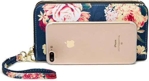 Vista 55 de Cartera de mano para mujer, estilo bohemio, con RFID, elegante, espaciosa con correa para viajes, capacidad para tarjetas, teléfono, dinero