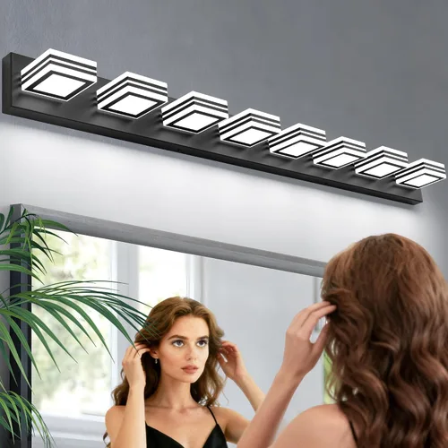 Vista 16 de SOLFART Lámparas LED para tocador de baño: 3 luces de níquel cepillado moderno acrílico para pared de baño sobre espejo de 20 pulgadas 5CCT Níquel