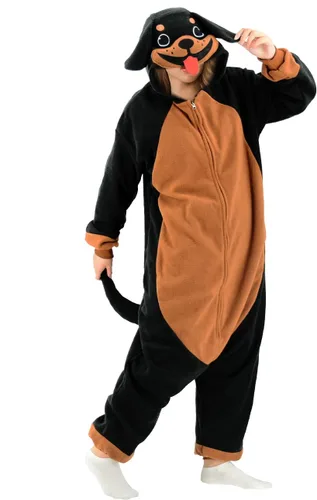 Vista 4 de Rottweiler Dog Onesie Pajamas Cosplay Costume Adult Animal Pajamas for Men Women Girls Boys Teens