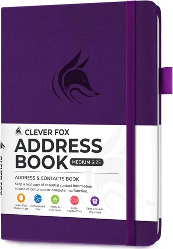 Vista 22 de Clever Fox - Libreta de direcciones con pestañas alfabéticas - Libro de teléfono y direcciones de cuero PU para guardar contactos de forma segura