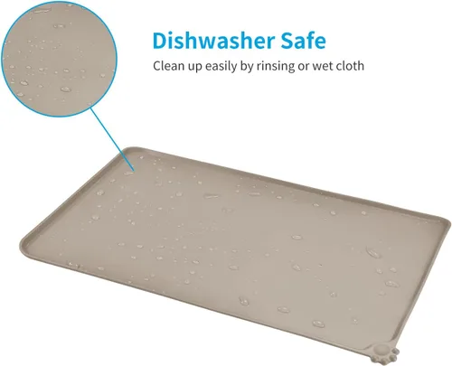 Vista 5 de AUDWUD - Tapete de silicona, impermeable y antideslizante para alimentos de perros y gatos, para tazón de mascotas Marrón Adobe