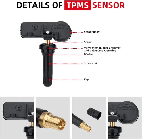 Vista 4 de Paquete de 4 20923680 315MHz Sistema de monitoreo de presión de neumáticos (TPMS) Sensor compatible con Chevy Silverado GMC Sierra Cadillac ATS