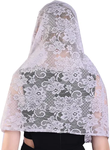 Vista 6 de Grettytling Soft and Comfortable Mantilla Veils 5 Colors Spanish Style Lace Infinity Veil Mantilla Latin