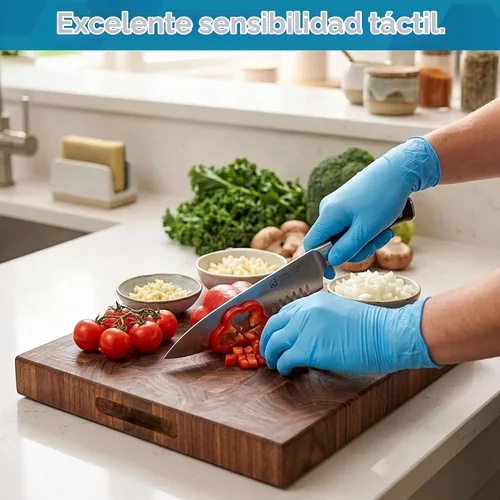 Vista 7 de VOS Guantes desechables Resistente Sin polvo Goma sin látex Caja de 100 unidades Seguro para alimentos