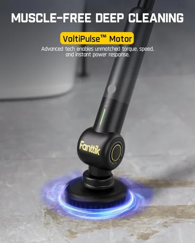 Vista 2 de Fanttik Flip G9 Pro - Limpiador eléctrico, motor VoltiPulse, limpiador de doble velocidad con 6 cabezales de cepillo, ángulo ajustable y mango Negro