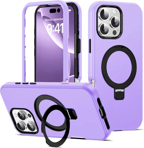 Vista 50 de Funda compatible con iPhone 13 y 14 de 6.1 pulgadas con soporte de anillo magnético [protección militar contra caídas] [compatible con Mag-Safe]