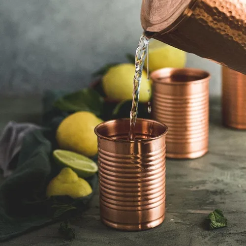Vista 5 de Kosdeg Juego de 2 latas de cóctel de cobre de 12 onzas, elegidas por bartenders profesionales, diseño de lata de frijoles, juego de tazas de cobre