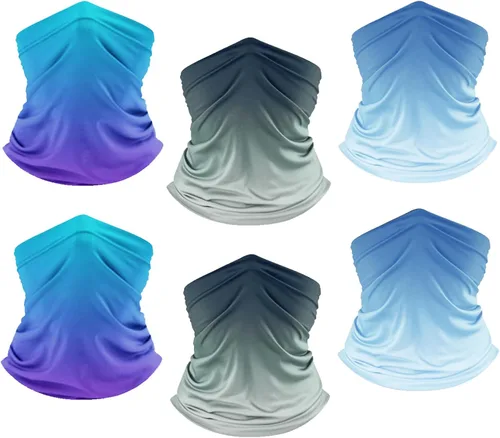 Vista 8 de UPF 50+ Sun Protection UV Cooling Neck Gaiter Face Mask Gradient Color Scarf Breathable Bandana for Men & Women