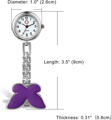 Vista 7 de Avaner - Reloj de bolsillo con clip para mujer, de acero inoxidable, de cuarzo, con cara de corazón, con solapa, reloj de bolsillo colgante