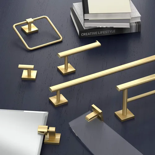Vista 3 de Gatco 4063 Elevate - Soporte de papel higiénico estilo europeo para baño, latón cepillado