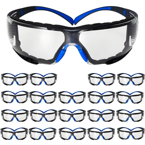 Vista 11 de 3M - Lentes de seguridad SecureFit, paquete de 20, ANSI Z87, antiarañazos y antivaho Scotchgard, lente ámbar, marco amarillo/negro, varillas