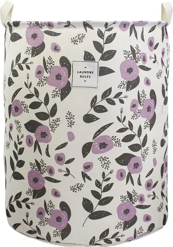 Vista 8 de Mziart Cesta de Lavandería Plegable, Cesta de Lavandería Grande con Estampado Floral para Bebés Niñas Niños Juguetes Organizador de Ropa Contenedor