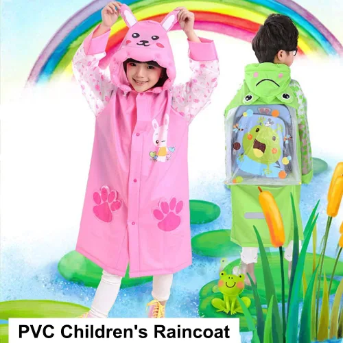 Vista 2 de SUFEINI Chubasquero para niños, traje de lluvia para niños de 6 a 13 años, para niños y niñas, con dibujos animados 3D, chaqueta impermeable