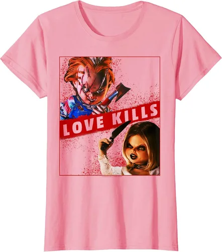 Vista 60 de Child's Play Chucky and Tiffany Love Kills T-Shirt Asphalt Grey