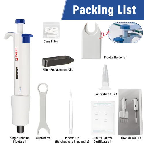 Vista 6 de Micropipeta de 10 mL, micropipetas de laboratorio de un solo canal de 1-10 mL, volumen variable ajustable para laboratorio líquido científico
