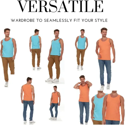Vista 4 de Pure Essence Paquete de 2 camisetas sin mangas teñidas para hombre, camisetas casuales ideales para gimnasio, entrenamiento, correr, playa o uso