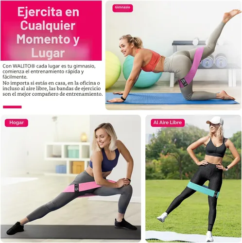Vista 4 de WALITO Bandas de Resistencia para Entrenamiento, Bandas de Ejercicio de Tela para Piernas y Glúteos, Bandas de Entrenamiento para Mujeres y Hombres