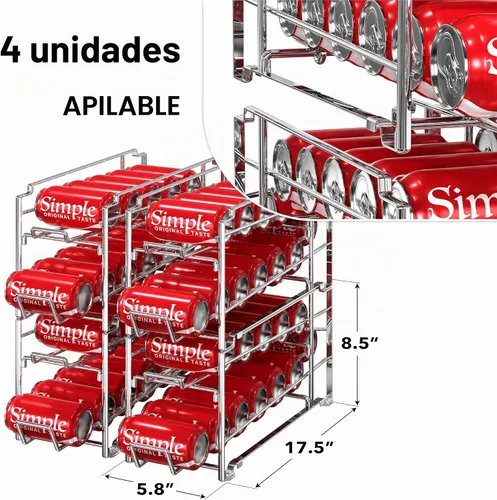 Vista 2 de Simple Houseware Paquete de 4 organizadores dispensadores apilables para cromado