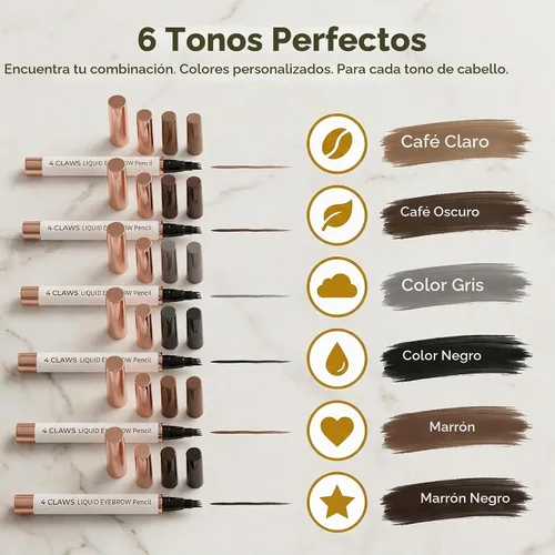 Vista 4 de Lápiz líquido de cejas de 4 garras, efecto microblading de aspecto natural impermeable, herramienta de maquillaje profesional con punta fina, 1 #