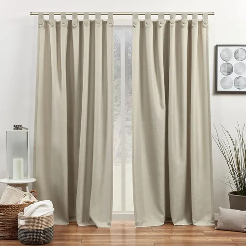 Vista 8 de Exclusive Home Curtains Loha Tuxedo - Par de paneles de cortinas con pestaña superior, 54 x 84 pulgadas, perla negra
