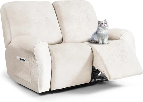 Vista 103 de ANARACHON Fundas para sillas reclinables con aspecto de cuero, funda elástica de 4 piezas, funda suave para silla reclinable, protector de muebles