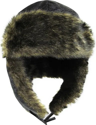 Vista 2 de Mezcla de lana de aviador cazador de soldado con orejeras Ushanka Esquimal, bombardero ruso, cálido, invierno frío