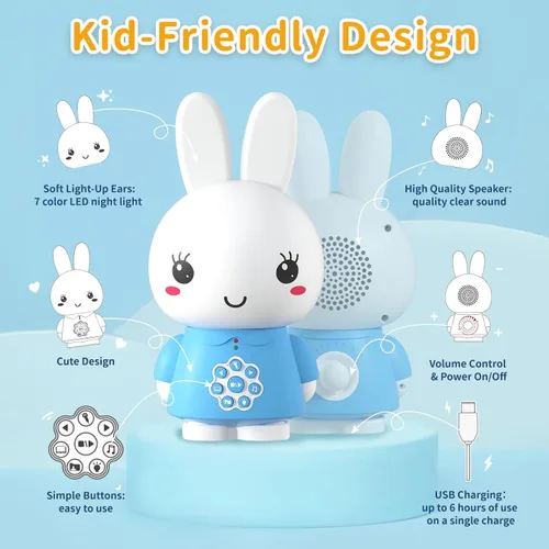 Vista 6 de alilo Honey Bunny - Reproductor de audio de historias musicales para niños pequeños de 1 a 5 años, regalos de Pascua para bebés y niñas, precargado