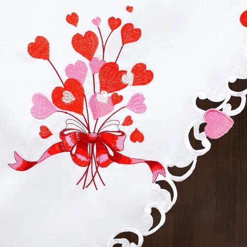 Vista 3 de Grelucgo Juego de cortinas bordadas para ventana de cocina (corazón)